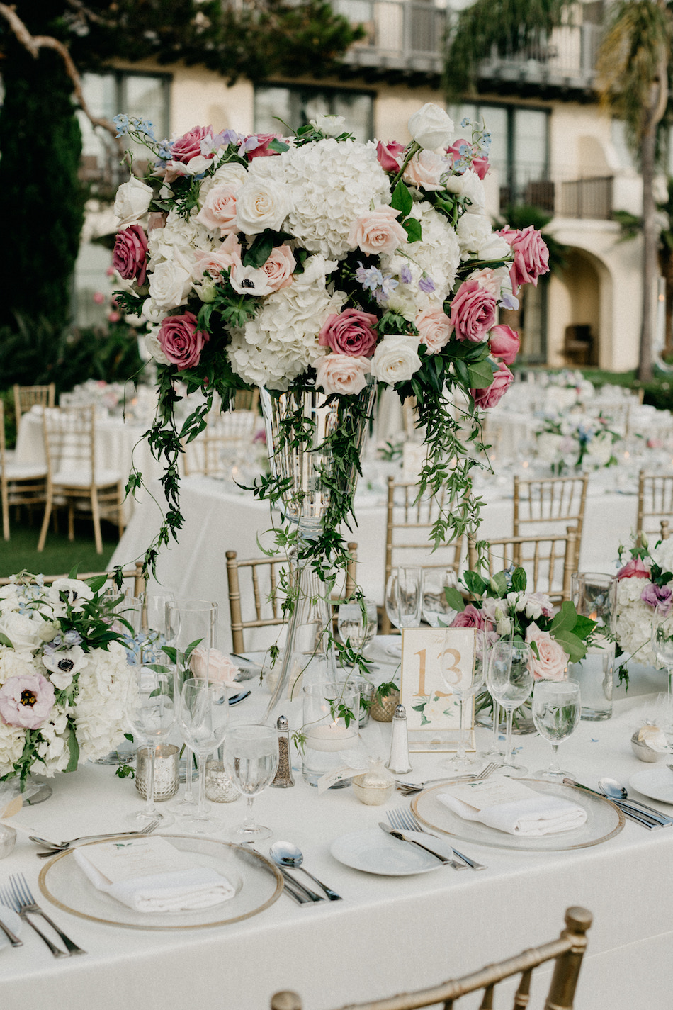 floral design, florist, wedding florist, wedding flowers, orange county weddings, orange county wedding florist, orange county florist, orange county floral design, flowers by cina, blush centerpiece, elevated centerpiece, cascading florals