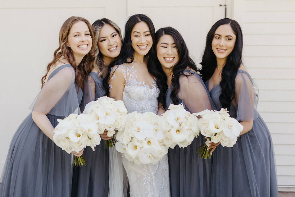 floral design, florist, wedding florist, wedding flowers, orange county weddings, orange county wedding florist, orange county florist, orange county floral design, flowers by cina, bridesmaids, white bouquets, bride squad