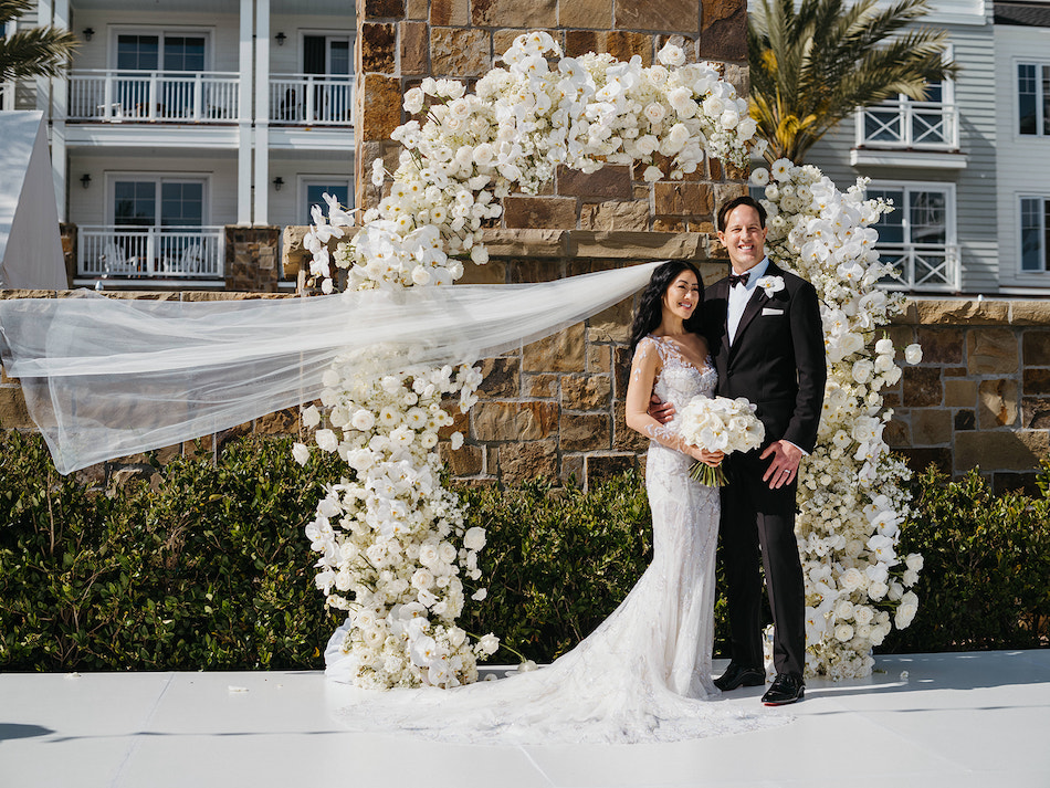 floral design, florist, wedding florist, wedding flowers, orange county weddings, orange county wedding florist, orange county florist, orange county floral design, flowers by cina, just married, bride and groom, ceremony arch