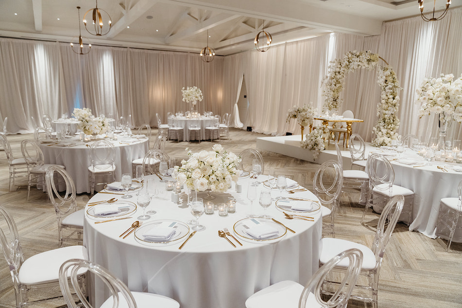 floral design, florist, wedding florist, wedding flowers, orange county weddings, orange county wedding florist, orange county florist, orange county floral design, flowers by cina, white ballroom reception, reception space, white reception blooms