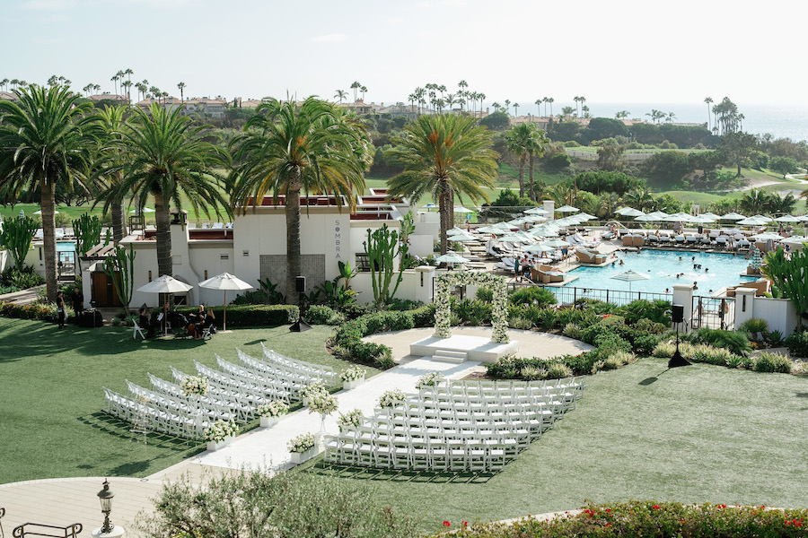 White and Green Summer Waldorf Astoria Monarch Beach Wedding